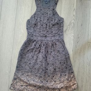 American eagle outfitters size 4 gray to gold ombre lace dress open back zip up